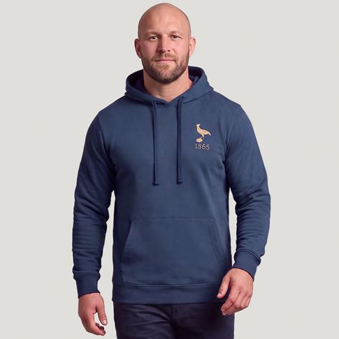 Uruguay 1865 Crest Adults Cotton Hoodie Petrol Blue - Model Front View
