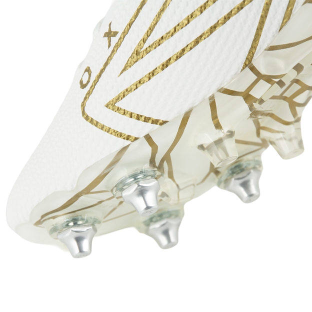 Oxen Adults Metasock Hawkshift Soft Ground Rugby Boots White/Gold - Forefoot Close-up