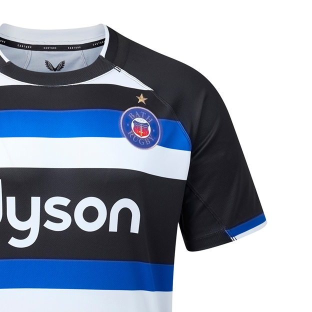 Bath Rugby Mens Home Rugby Shirt 26/27 Caviar - Bath Crest Close-up