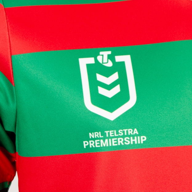 South Sydney Rabbitohs Kids Supporters Shirt 2026 Green - NRL Logo Close-up
