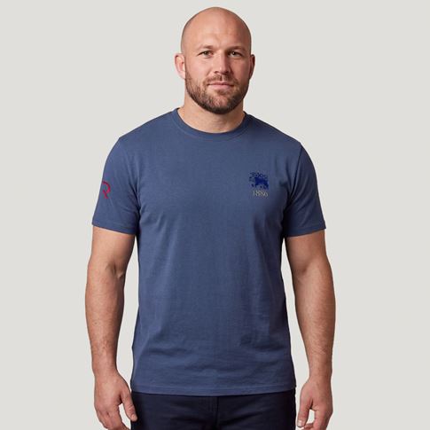 Hong Kong 1886 T-Shirt Petrol Blue - Model Front View