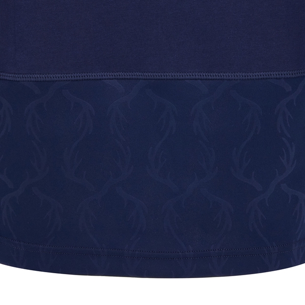 Scotland Mens Home Classic Cotton Rugby Shirt 26/27 Long Sleeve Navy and Sand - Stag Pattern Close-up