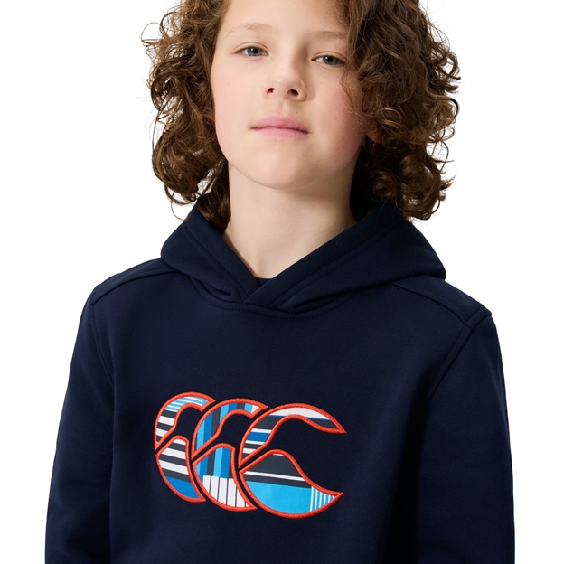 Canterbury Kids Uglies Hoodie Navy - Model Logo Close-up
