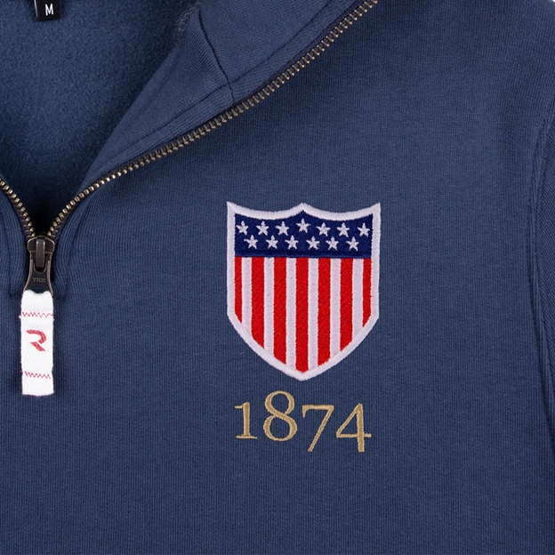 USA 1874 Quarter Zip Sweatshirt - Petrol Blue