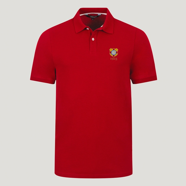 Tonga 1923 Adults Classic Cotton Polo Shirt Red - Front View