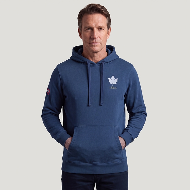 Canada 1864 Adults Cotton Hoodie Petrol Blue - Model Front Main View