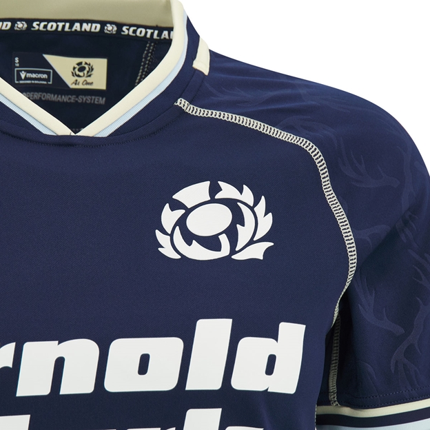 Scotland Womens Home Rugby Shirt 26/27 Navy and Sand - Scotland Thistle Close-up