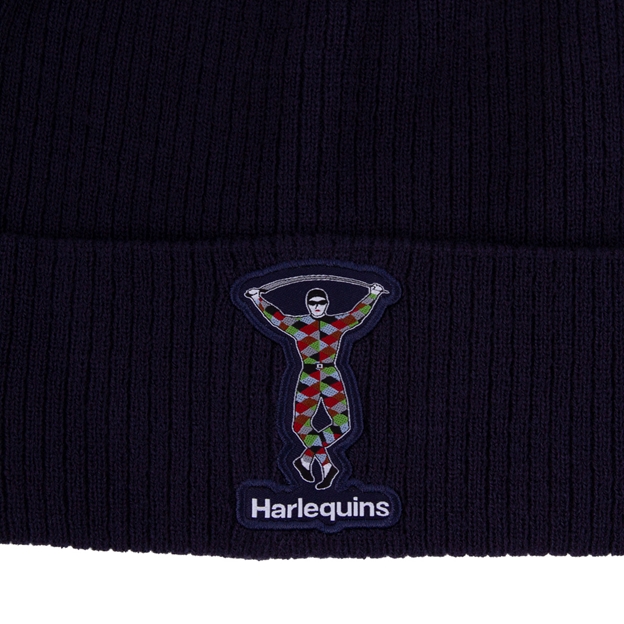 Harlequins Beanie 26/27 Navy - Badge Close-up