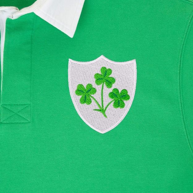 Ireland Mens Legends of 2026 Classic Rugbystore Rugby Shirt Green - Crest Close-up