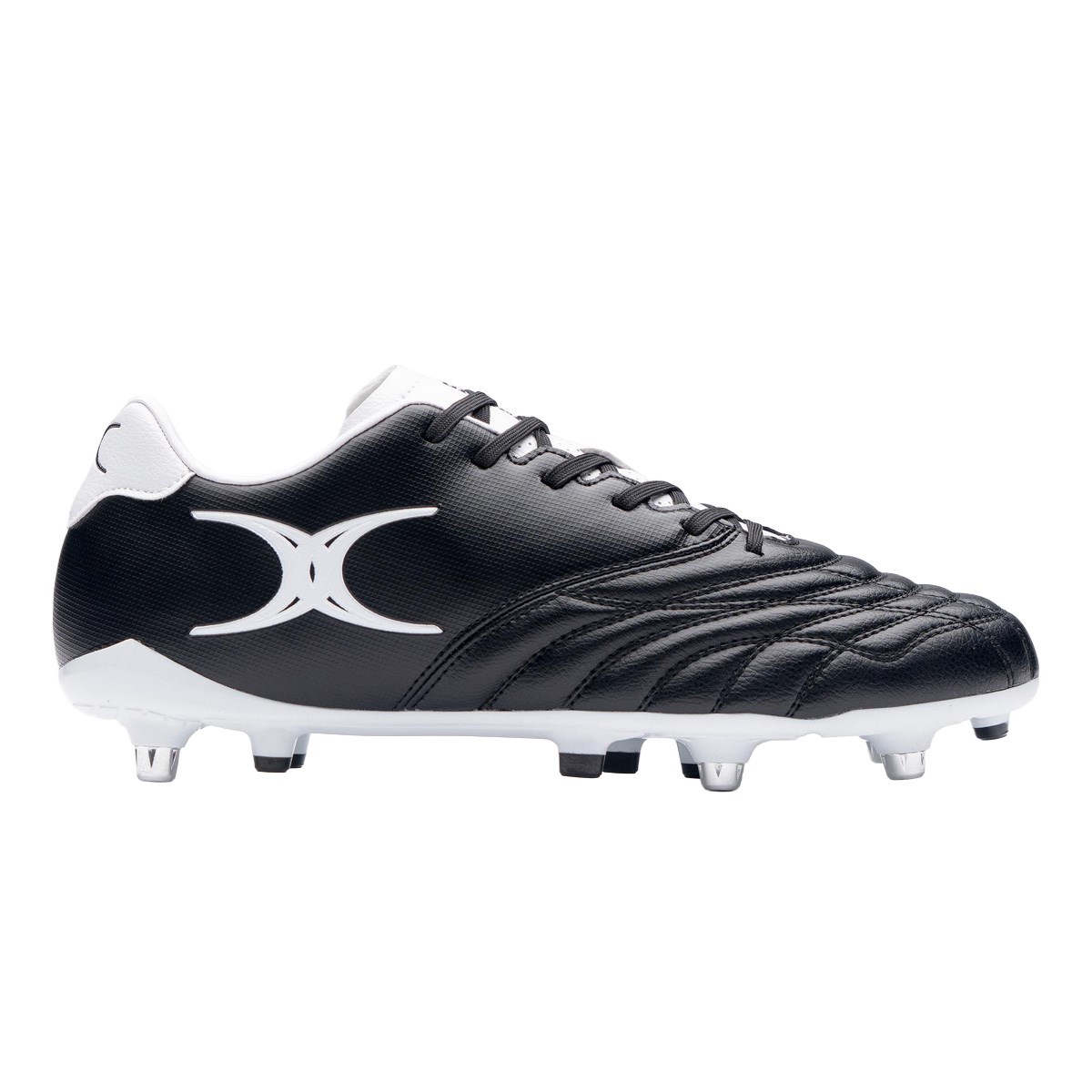 Gilbert Adults Sidestep Icon 6 Stud Soft Ground Rugby Boots Black - Front View