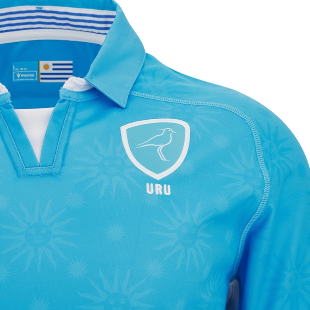 Uruguay Mens Home Rugby Shirt 25/26 Sky Blue - National Crest Close-up