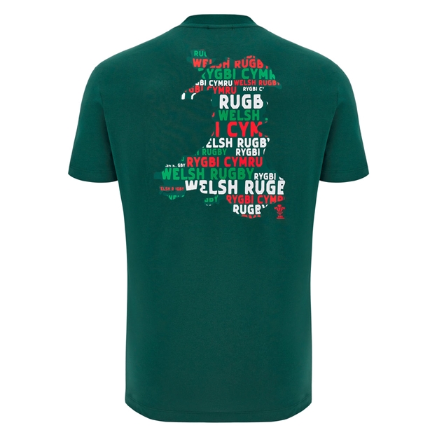Wales Mens Cotton Fanline T-Shirt 25/26 Green - Back