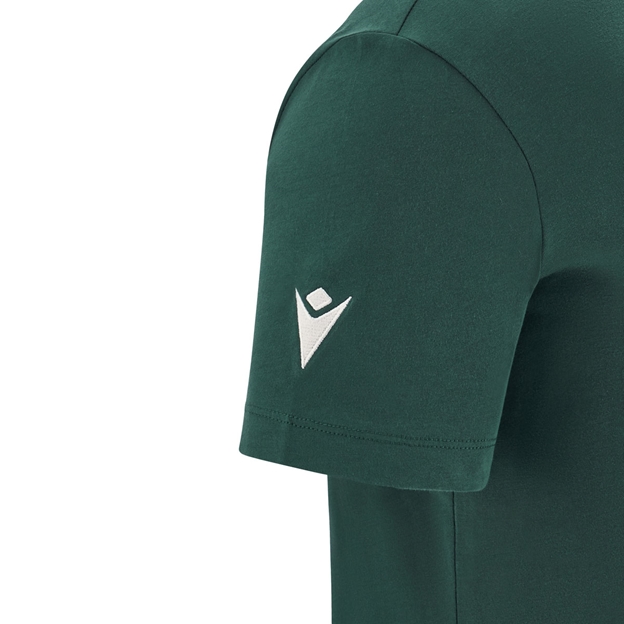 Wales Mens Cotton Fanline T-Shirt 25/26 Green - Macron Logo Embroidered on sleeve