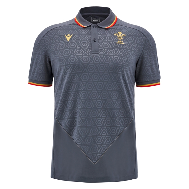 Wales Mens Travel Poly Polo - Grey 2025 - Front