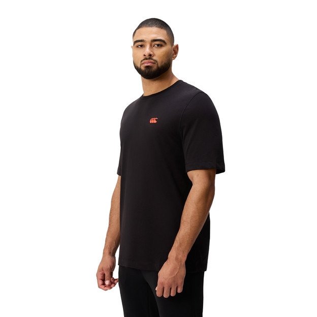 Canterbury Mens Tempo+ Drill GFX Training T-Shirt Black - Model Walking