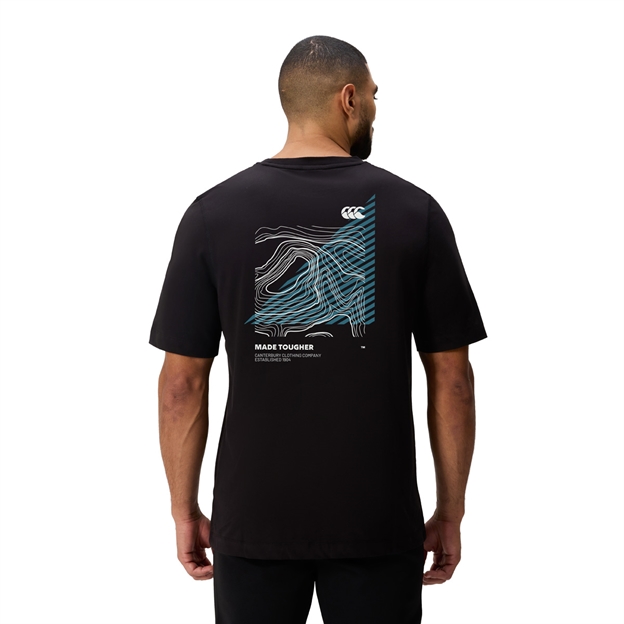 Canterbury Mens Tempo+ Drill GFX Training T-Shirt Black - Model Back