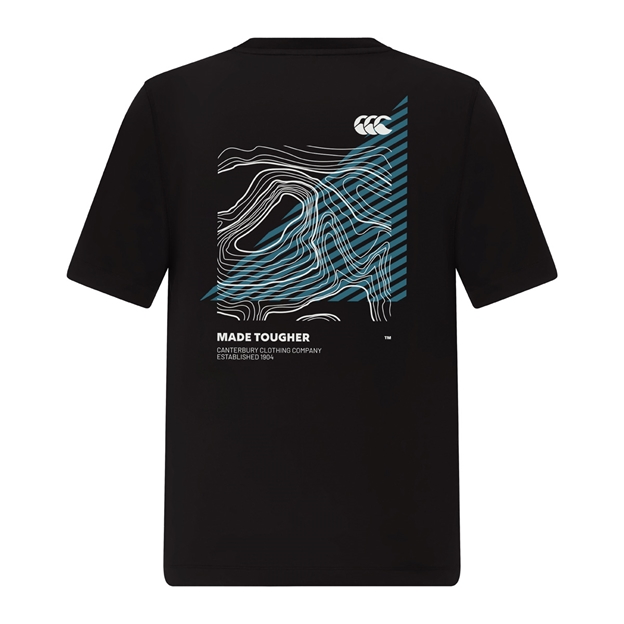 Canterbury Mens Tempo+ Drill GFX Training T-Shirt Black - Back View