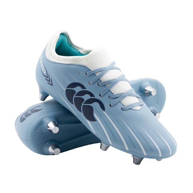 Canterbury Kids Speed Falcon 2.0 Team Soft Ground Rugby Boots Mountain Spring Blue - Front View