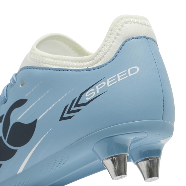 Canterbury Kids Speed Falcon 2.0 Team Soft Ground Rugby Boots Mountain Spring Grey - Heel Close-up