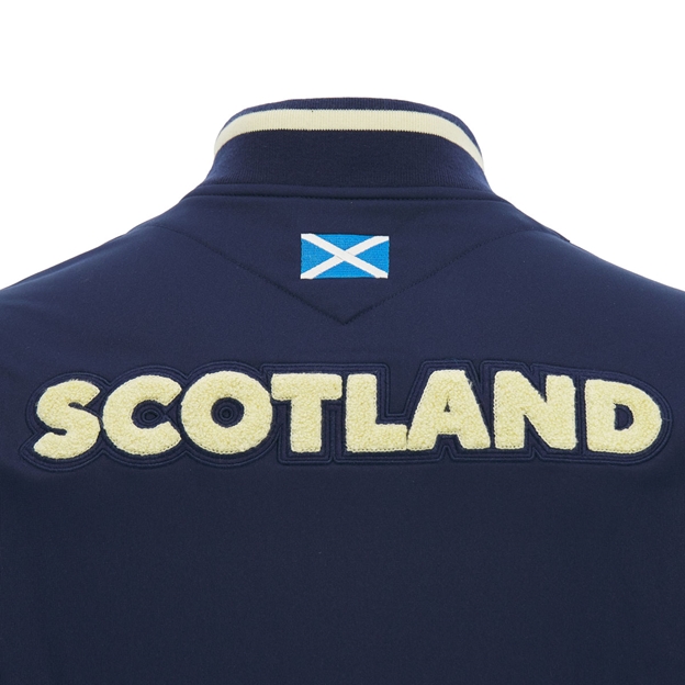 Scotland Mens Anthem Jacket 26/27 Navy and Sand - Scotland Chenille Embroidery Close-up