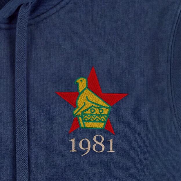 Zimbabwe 1981 Hoodie Petrol Blue - Badge View