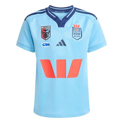 New South Wales Blues Kids Home Rugby Shirt 26/27 Light Blue - Front View