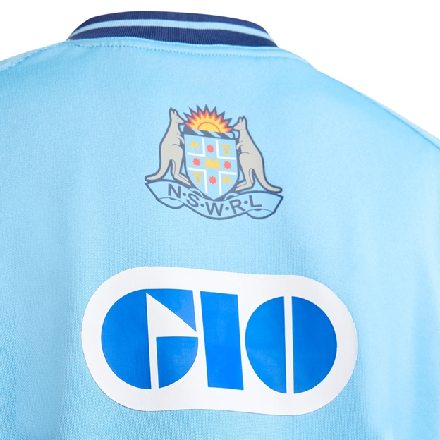 New South Wales Blues Kids Home Rugby Shirt 26/27 Light Blue - Nape Detail Close-up