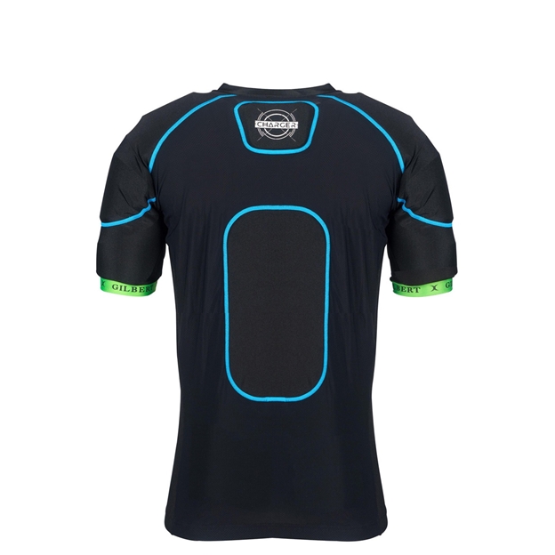 Gilbert Kids Charger X1.1 Rugby Shoulder Pads Black - Back View