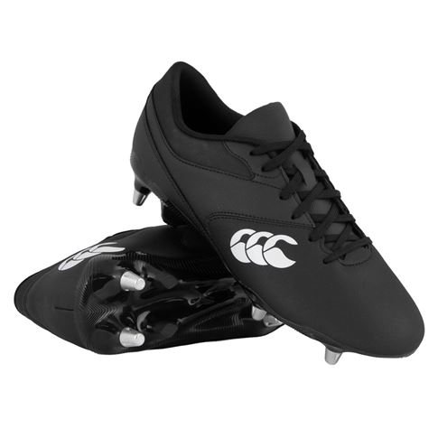 Canterbury Adults Phoenix Raze Soft Ground Rugby Boots Black - Front View