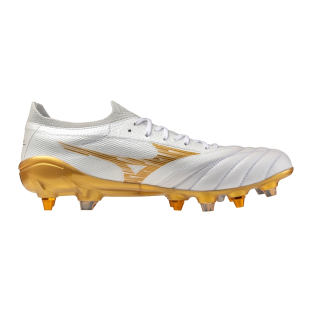 Mizuno Adults Morelia Neo IV Βeta Elite Mix Rugby Boots White/Gold - Instep