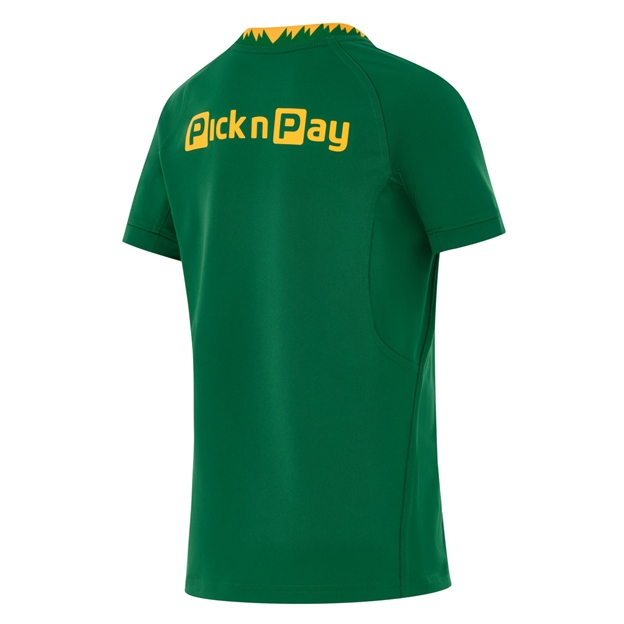 South Africa Springboks Kids Home Rugby Shirt 26/27 Gorge Green - Back View