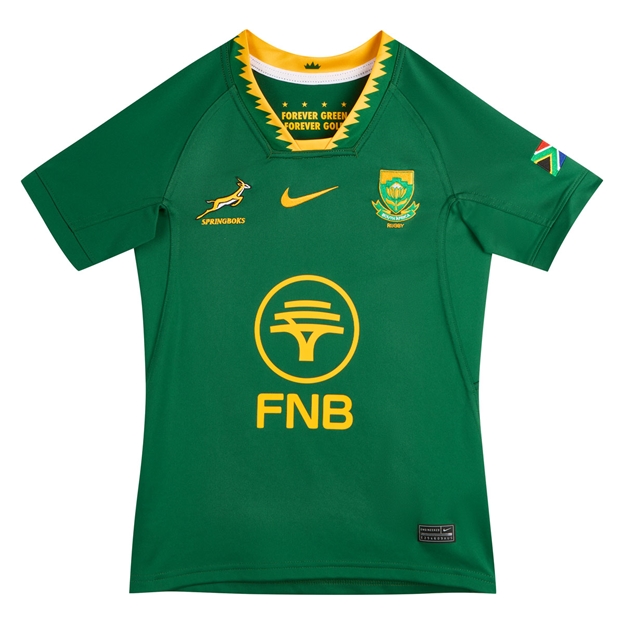 South Africa Springboks Kids Home Rugby Shirt 26/27 Gorge Green - Flatlay View