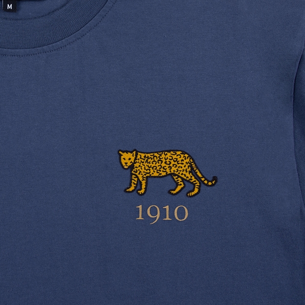 Argentina 1910 Mens Cotton T-Shirt Petrol Blue - Badge Close-up