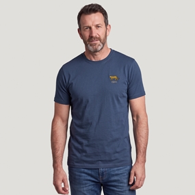 Argentina 1910 Mens Cotton T-Shirt Petrol Blue - Model Front view