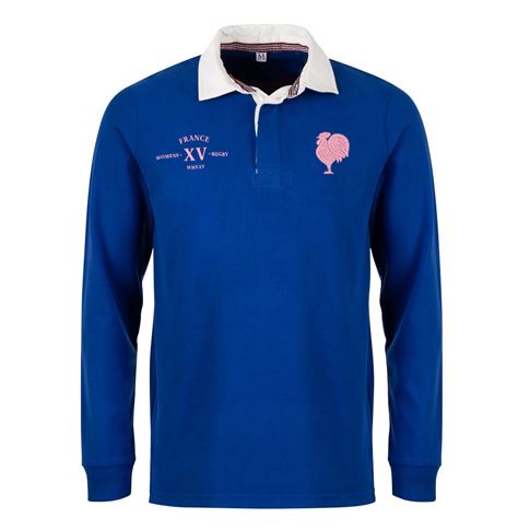Womens World Cup France Adults Classic Heavyweight Rugby Shirt Royal - Front