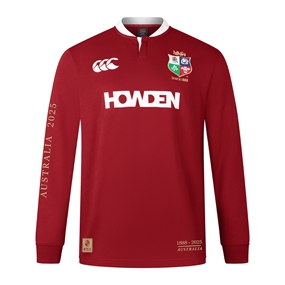 Limited Edition British and Irish Lions Adults Long Sleeve Classic Rugby Shirt Red - Front