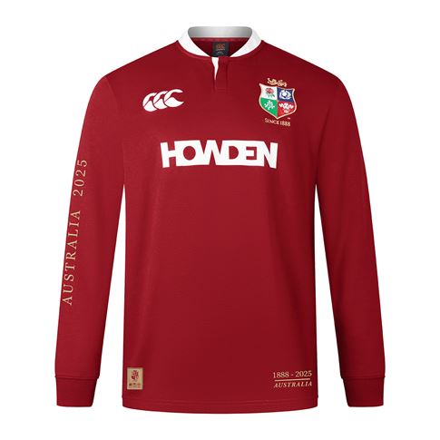 Limited Edition British and Irish Lions Adults Long Sleeve Classic Rugby Shirt Red - Front
