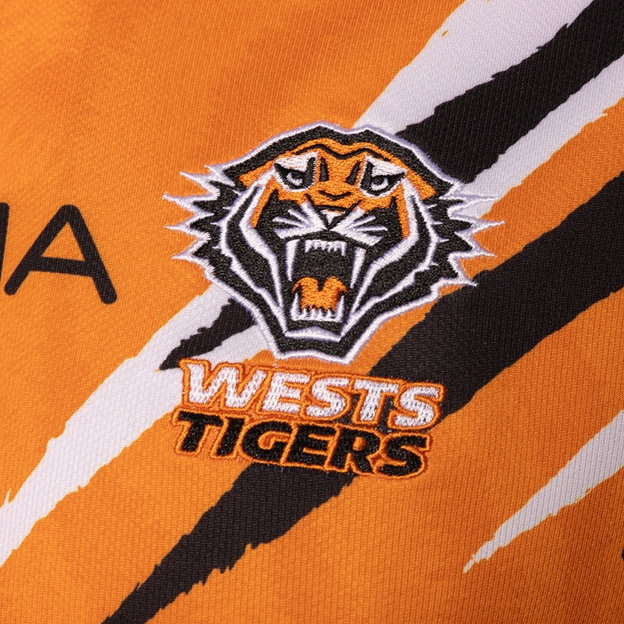 Wests Tigers Mens Home Rugby Shirt 2026 Orange - Embroidery Close-up