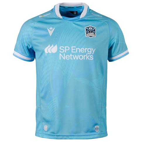 Glasgow Warriors Mens Away Rugby Shirt 26/27 Blue - Front View