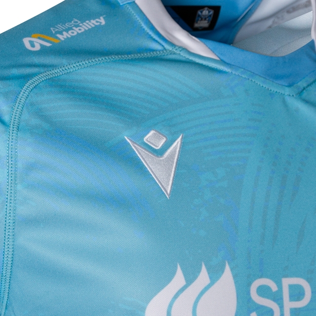 Glasgow Warriors Mens Away Rugby Shirt 26/27 Blue - Macron Logo Close-up