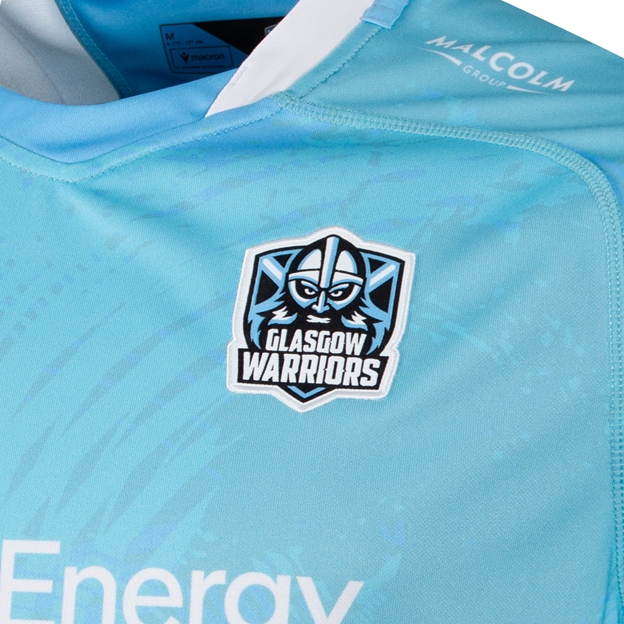 Glasgow Warriors Mens Away Rugby Shirt 26/27 Blue - Warriors Badge Close-up