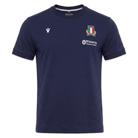 Italy Mens Athleisure Cotton T-Shirt 26/27 Navy - Front View