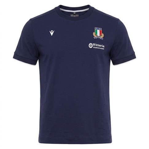 Italy Mens Athleisure Cotton T-Shirt 26/27 Navy - Front View