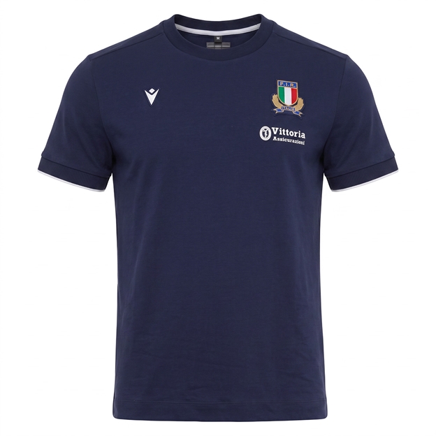 Italy Mens Athleisure Cotton T-Shirt 26/27 Navy - Front View