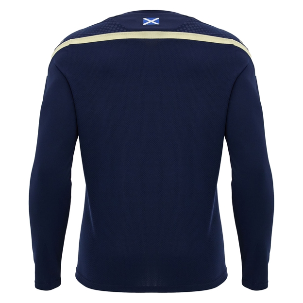 Scotland Mens Training Shirt 26/27 Long Sleeve Navy and Sand - Back View