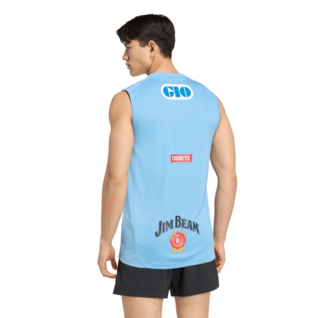 New South Wales Blues Mens Singlet 26/27 Light Blue - Model Back View