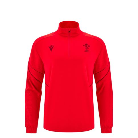 Wales Junior Travel Quarter Zip Fleece 25/26 Red - Front
