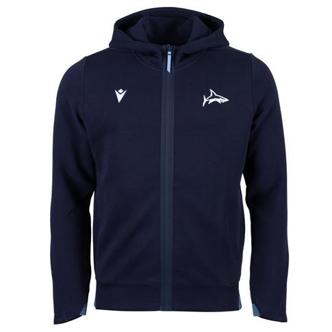 Sale Sharks Mens Travel Full Zip Hoodie 26/27 Navy - Front View