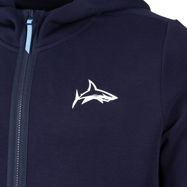 Sale Sharks Mens Travel Full Zip Hoodie 26/27 Navy - Sharks Logo Close-up