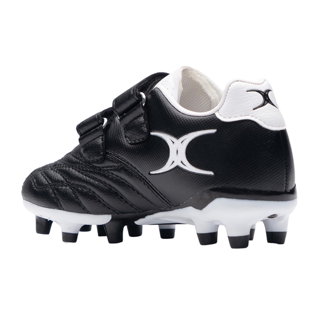 Gilbert Kids Sidestep Icon Moulded Stud Soft Ground Rugby Boots Black - Back View